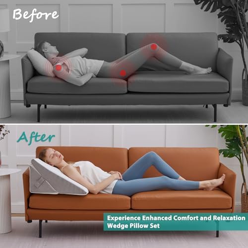 Bedluxe Wedge Pillow for Sleeping, Adjustable 9&12 Inch Foldable Bed Wedge - Image 3