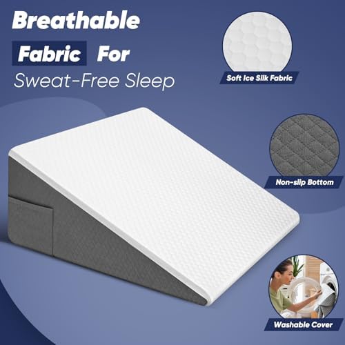 Bed Wedge Pillow for Sleeping, Reading & Resting, 10 inch Cooling Memory Foam - Image 5