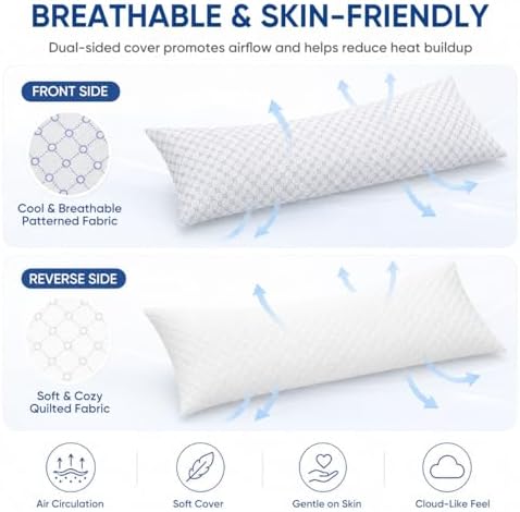 OAISZ 18 x 54'' Cooling Body Pillow, Memory Foam Bed Pillow - Image 6
