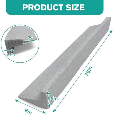 76"x8"x5" Bed Wedge Pillow for Headboard Bed Gap Filler Cover 1.5-inch Gaps - Image 2