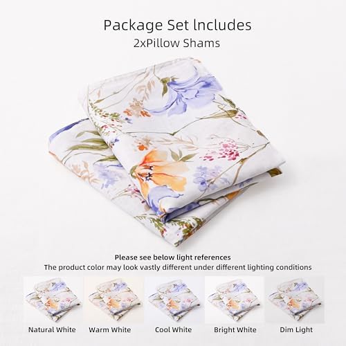 CHUFFED 100% French Linen Pillow Cases Pastel Bloom Print, Farmhouse Floral - Image 4