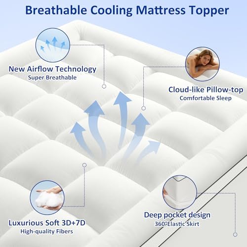 King Mattress Topper, Extra Thick Pillow Top Mattress Pad - Image 4