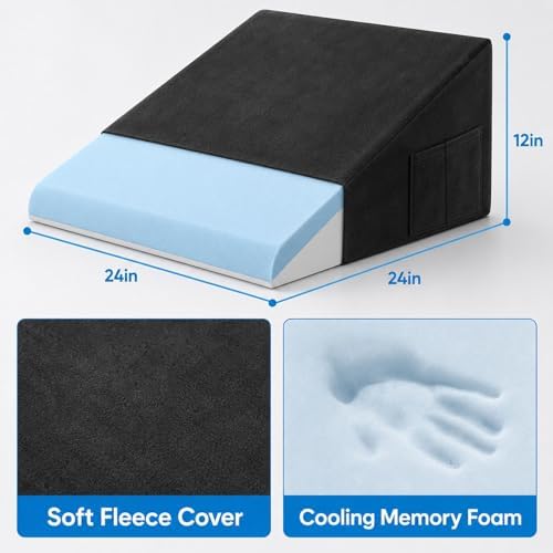 OAISZ Wedge Pillow for Sleep Apnea, 12-Inch Memory Foam Top - Image 3