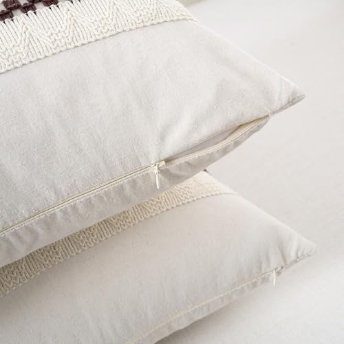Fancy Homi Set of 2 Boho Brown Euro Decorative Throw Pillow Cover 26x26 Inch - Image 3