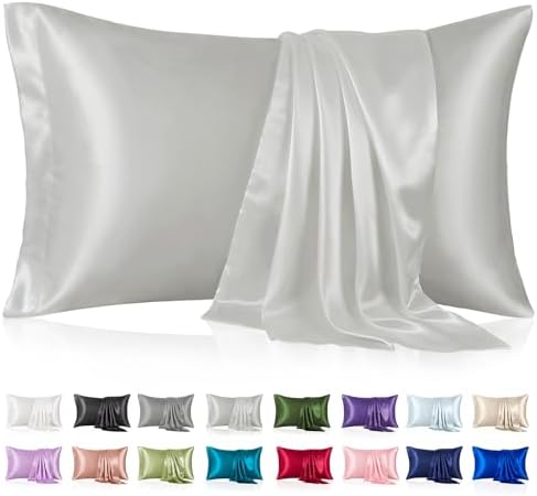 Silk Like Satin Pillowcase Cal King Size, 2 Pack, 20x40 Inches by VCUSUELER