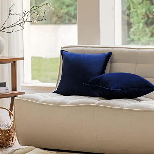 Velvet Navy Blue Throw Pillow Covers 18”x18”Pack of 2 Soft Decorative - Image 6