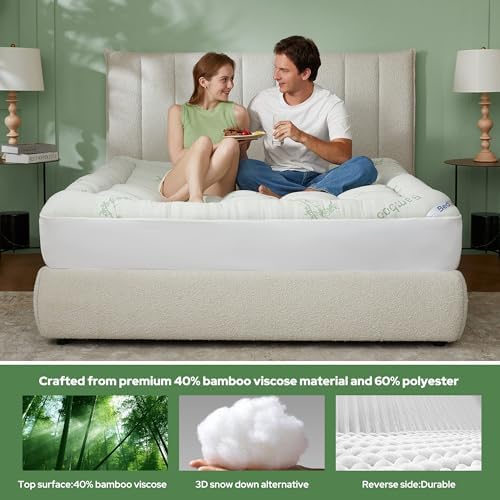 BEDLORE Queen Mattress Topper, Thick Pillow Top Mattress Pad - Image 3