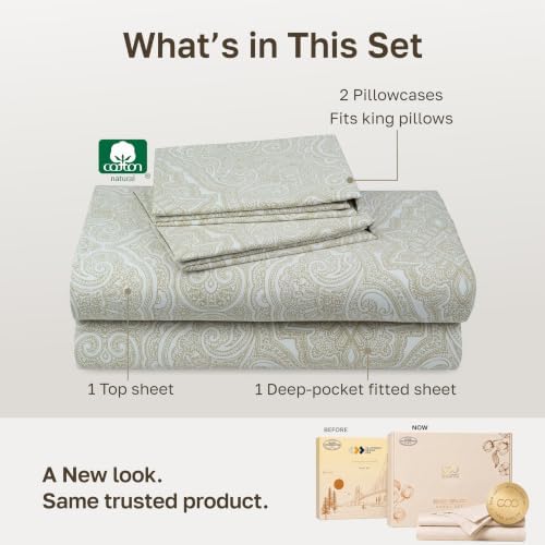 California Design Den 100% Cotton Sateen King Sheets Deep Pocket Set - Image 3