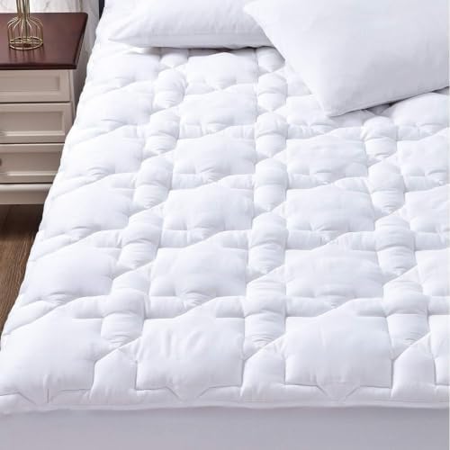 CozyLux King Mattress Pad, Cotton Top, 450 GSM Down Alternative Fill by CozyLux