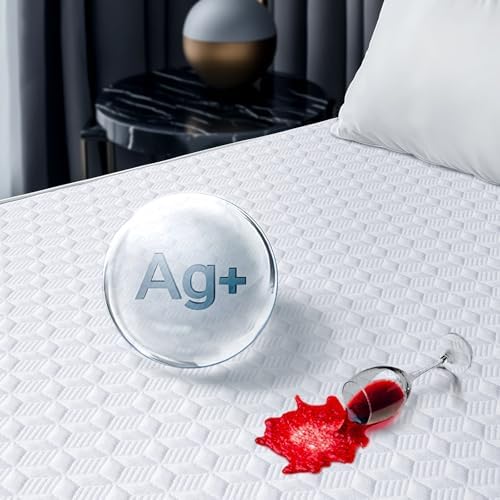 100% Waterproof Mattress Protector, Hypoallergenic Silver-Infused Mattress by Biteany