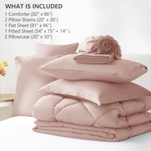 CozyLux Full Comforter Set 82"x86" Dusty Pink - Image 6