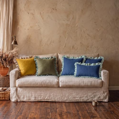 patdrea Vintage Navy Blue Linen Throw Pillow Covers - Image 4