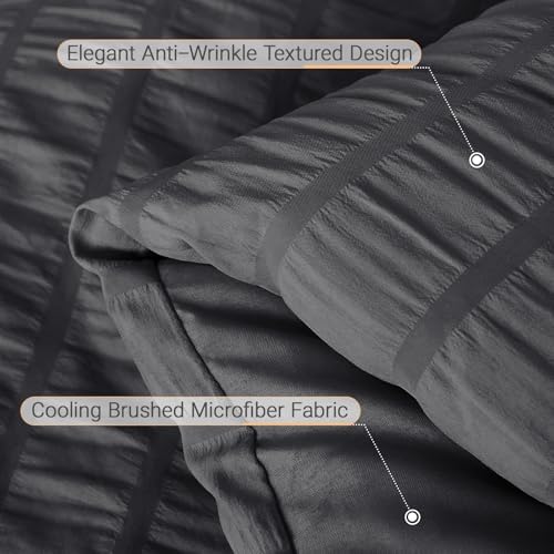 MUXHOMO 7 Pieces Oversized King Comforter Set, Seersucker Bed in a Bag - Image 6