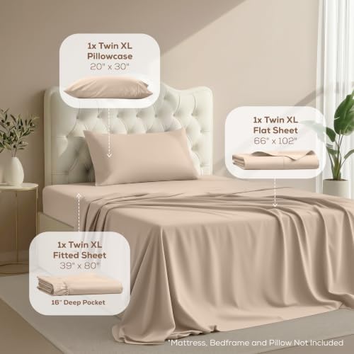Twin XL Sheets Set, 3 Pieces 16" Deep Pocket Hotel Luxury Bed Sheets - Image 2
