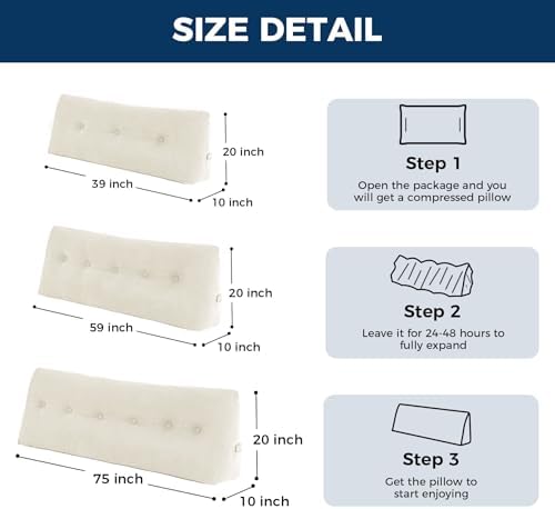 IASEAHK Headboard Pillow King, Wedge Pillow Headboard - Image 2