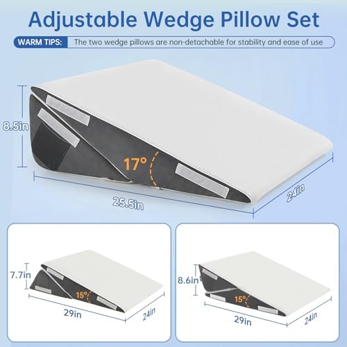 Vekkia 2PCS Wedge Pillow Set for Sleeping After Surgery, Fit for Acid Reflux - Image 2