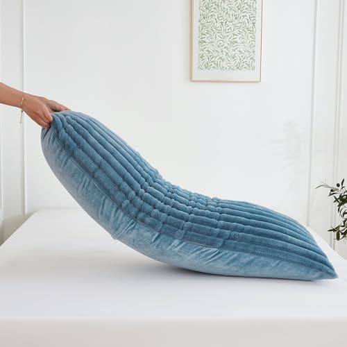 Full Body Pillow with Fluffy Stripe Faux Fur Removable Cover, Long Bed Pillow - Image 5