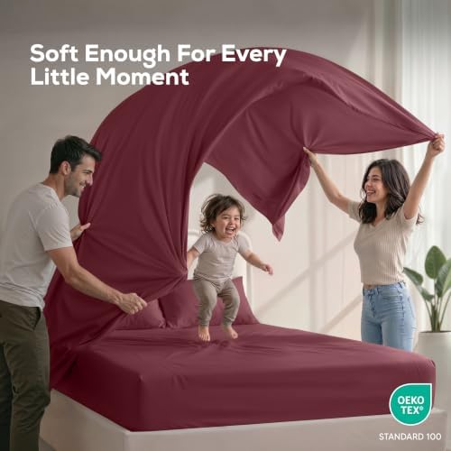 California King Sheets Set, 4 Pieces 16" Deep Pocket Bed Sheets - Image 5