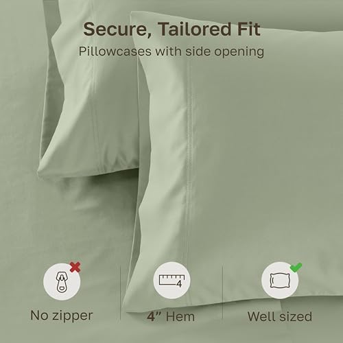 California Design Den 600 TC Set of 2 Standard Pillowcase, Laurel Green - Image 4