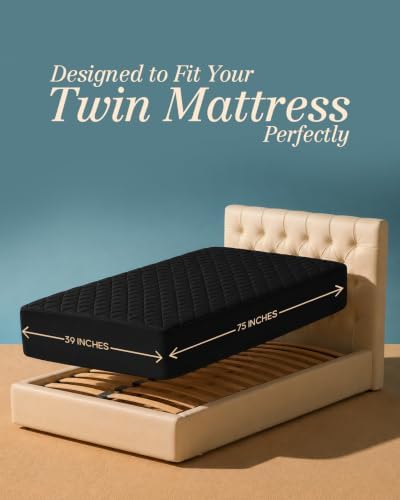 Twin Mattress Pad, Quilted Mattress Protector Topper fits 16" Deep Pocket - Image 2