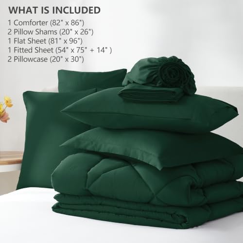 CozyLux Full Comforter Set 82"x86" Emerald Green - Image 6