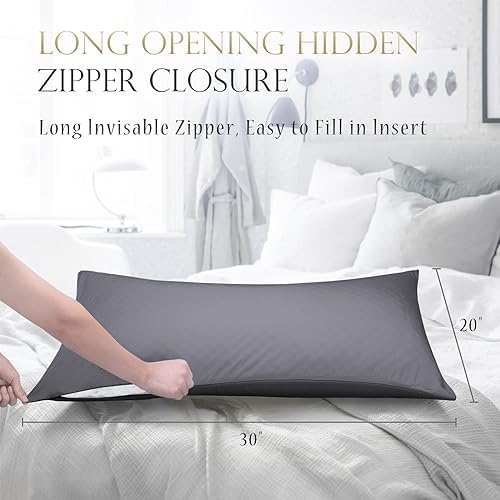 Cooling Side Sleeper Curved Pillow Case Queen 2 Pack 20 * 30 Dark Grey - Image 5