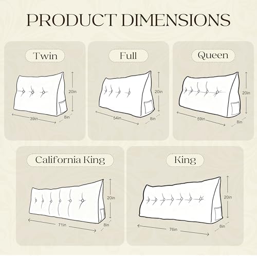 WOWMAX Bed Wedge Headboard Pillow King Reading Pillow Sitting in Bed - Image 6