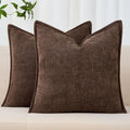 Allorry Throw Pillow Covers 26x26 Brown Chenille Solid Home DecorSY014B26 by Allorry