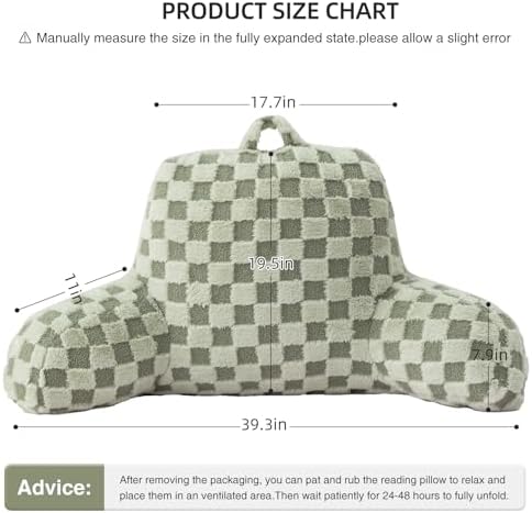 Aimuan Reading Pillow Checkered Bed Rest Wedge Backrest Checkerboard Pillow - Image 3