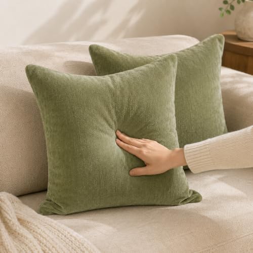 JoraLion Chenille Lumbar Pillow Covers 20x20 inch Olive Sage Green - Image 7