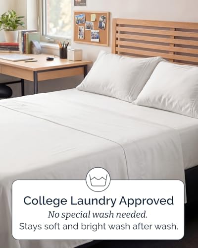 Full XL Sheets - 4 Piece Full XL Sheet Set - Soft & Cooling - Antique White - Image 6