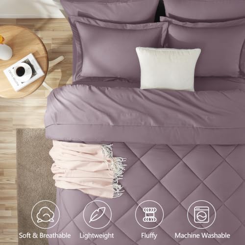 CozyLux Queen Comforter Set 88"x88" Dusty Purple - Image 2