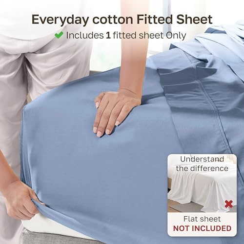 Soft Natural 100% Cotton Sateen Full Size Fitted Sheets - Image 2