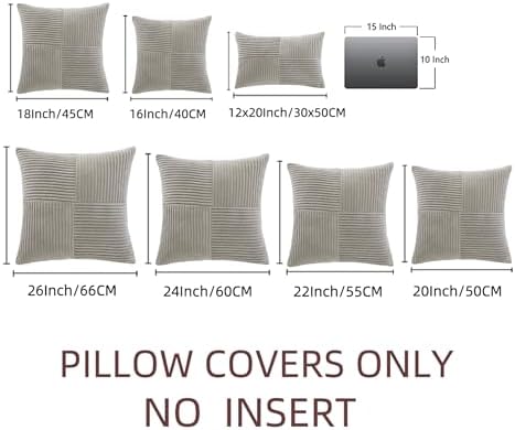 Fancy Homi 2 Packs Neutral Grey Decorative Throw Pillow Covers 22x22 Inch - Image 7