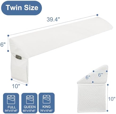 Twin Bed Wedge Pillow for Headboard, 39.4x10x6 inch - Image 5