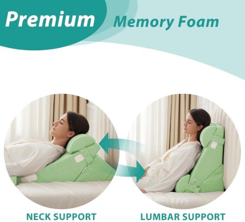Bedluxe Adjustable 4pcs Bed Wedge Pillow Set, Memory Foam Wedges Pillow Post - Image 2