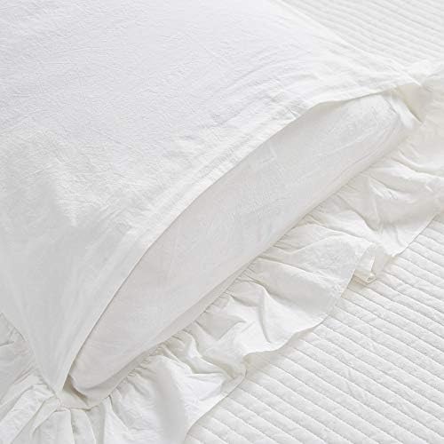 Mywinlle Off White Shabby Ruffle Pillow Shams King Size Set of 2 - Image 4
