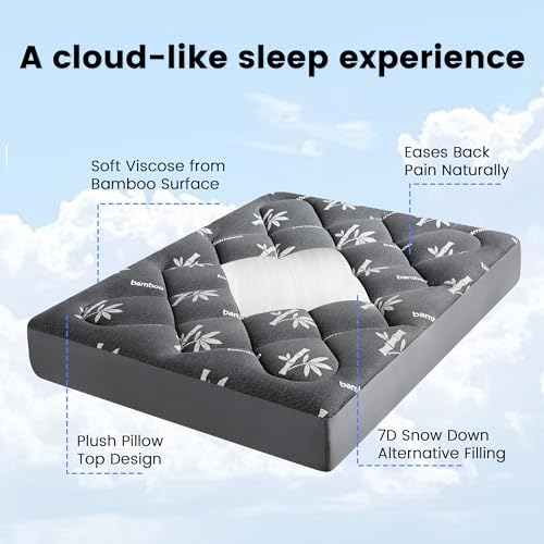 Full Mattress Topper, Viscose Bamboo, Thick Pillow Top Mattress Pad - Image 5