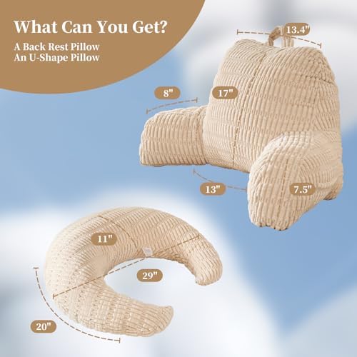 19" Reading Pillow for Bed, U Shaped Arm & Elbow Support - Image 3