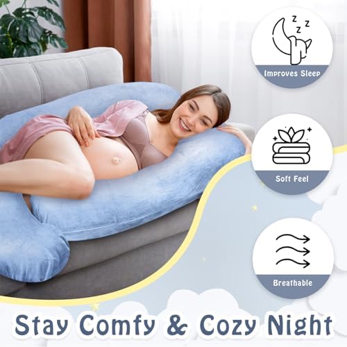 Pregnancy Pillow Cover J-shaped Replacement Pillowcase, Soft Full Body Pillow - Image 5