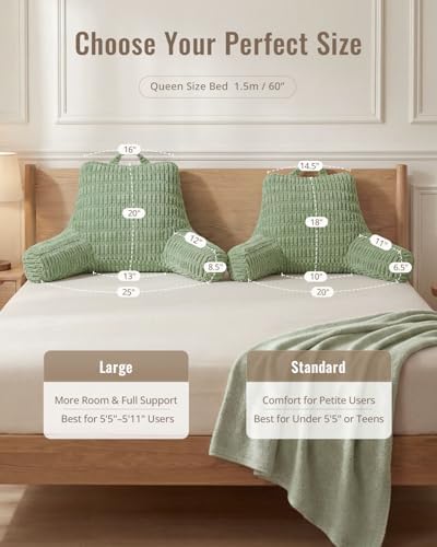 Blissful Diary Reading Pillow for Bed, Back Pillow Sitting Up, Sage Green - Image 5