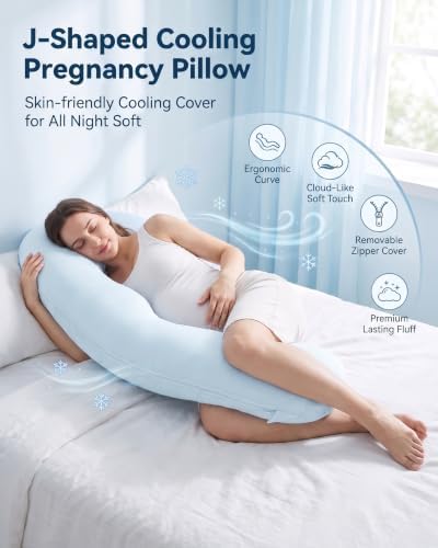 YZ HOME Cooling J Shaped Pregnancy Pillow, Removable Cover - Image 2
