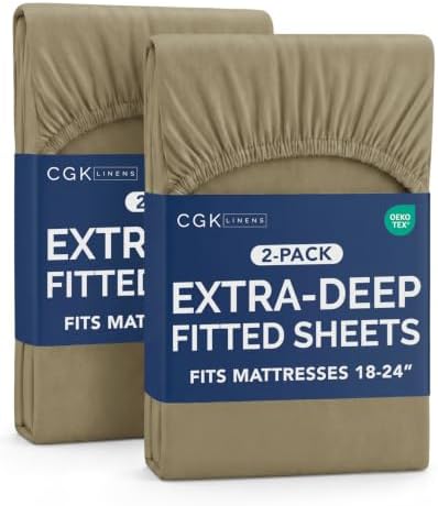CGK Linens 2 Pack Extra Deep Twin XL Fitted Sheets by CGKUnlimited