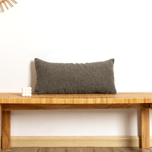 JoraLion 14x26 inch Boucle Lumbar Pillow Cover, Dark Brown Woven Texture by JoraLion
