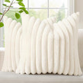 decorUhome Fall Faux Fur Throw Pillow Covers 16x16 Set of 2 Cream White by decorUhome