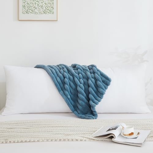 Full Body Pillow with Fluffy Stripe Faux Fur Removable Cover, Long Bed Pillow - Image 2