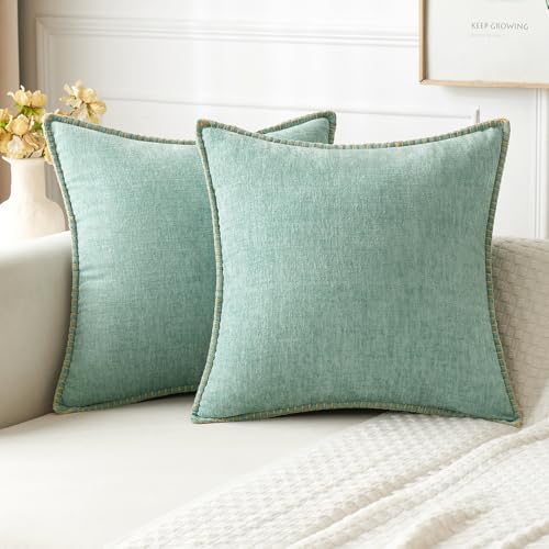 MIULEE Decorative Couch Throw Pillow Covers 18x18 Inch Aqua Green 2 Pack by MIULEE