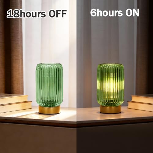 MJ PREMIER Battery Operated Lamp, Small Cordless Lamp with Timer, Green - Image 4