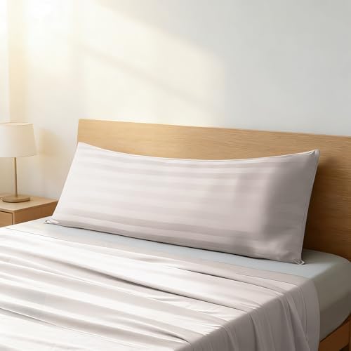 100% Egyptian Cotton Body Pillow Cover Long Pillow Case 600 Thread Count by ShunjieHome