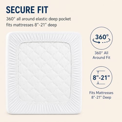 CozyLux King Mattress Pad, Cotton Top, 450 GSM Down Alternative Fill - Image 5